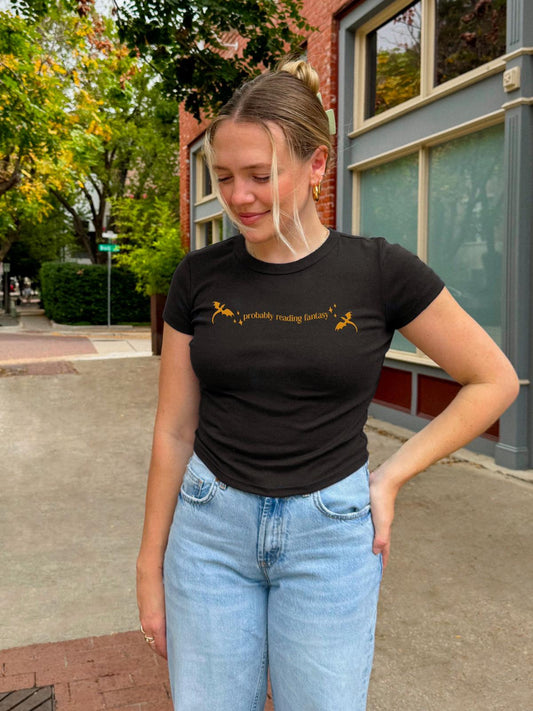 Probably Reading Fantasy Cropped Tee